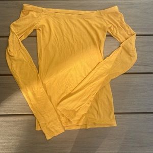 Gold off the shoulder hollister shirt